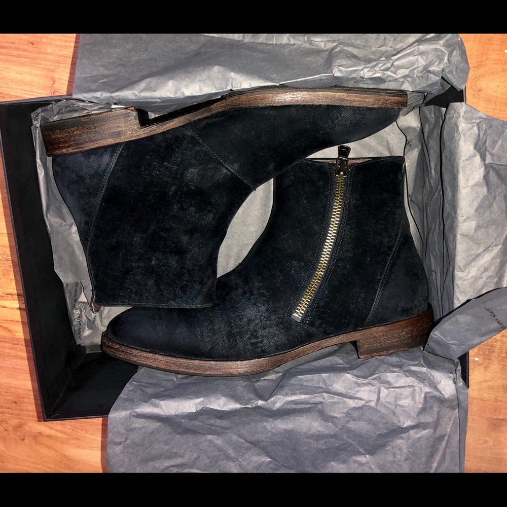 John Varvatos Mitchell Side Zip Velour boot 11.5